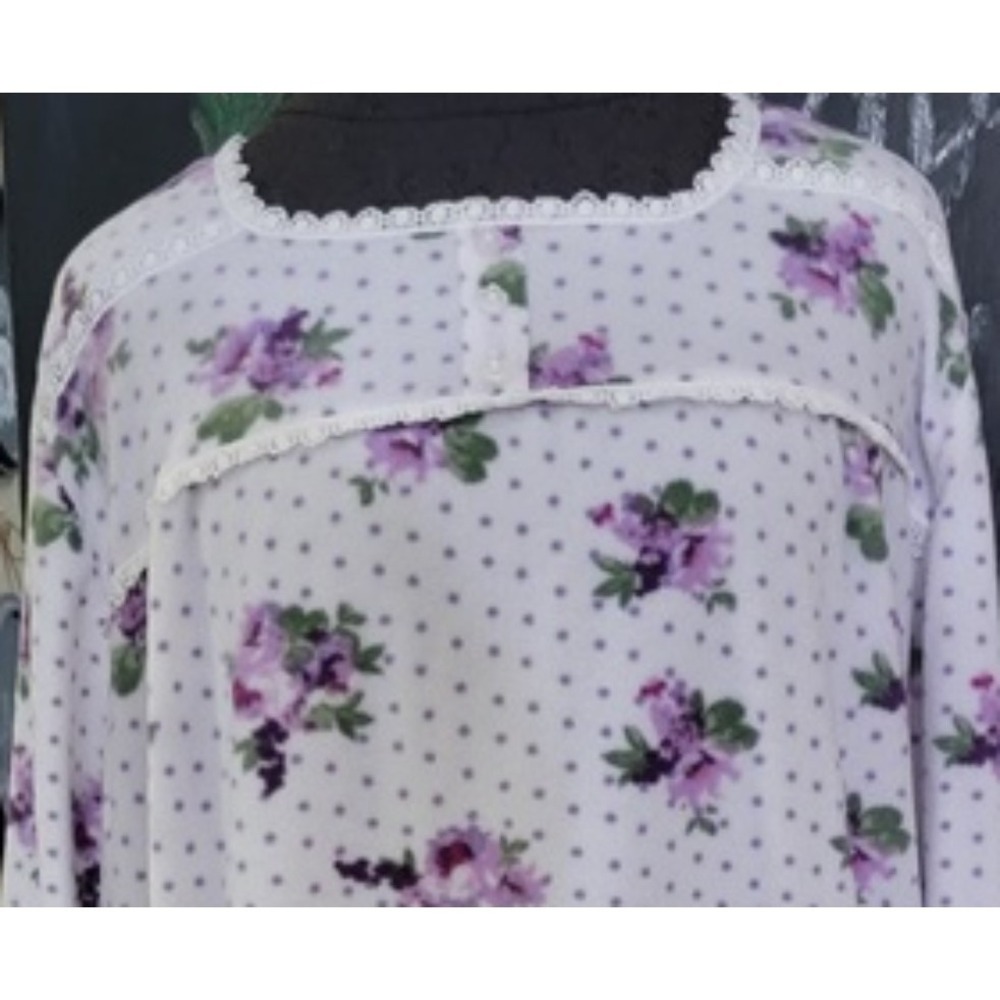 Nwot Country Store 2x Fleece 2xl Nightgown Lilac Floral 120168 View 2